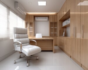 Fototapeta premium Gynecological office interior; modern furniture, warm lighting - clinic treatment feminine lighting women's