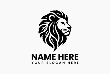Nature-inspired lion logo icon featuring bold leaf elements, stylized vector animal emblem isolated on white background for organic and wildlife identity 