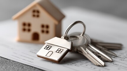 Keys to a house and a house model sitting atop legal documents - secure title future property