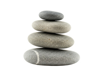 Fototapeta premium Stack of four stones isolated on transparent background