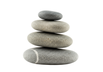 Stack of four stones isolated on transparent background