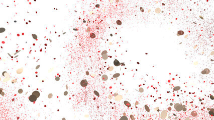 Red and Beige Confetti Explosion on White Background