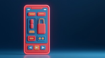 Health, immunity and routine concept. Colorful smartphone interface on a blue background.