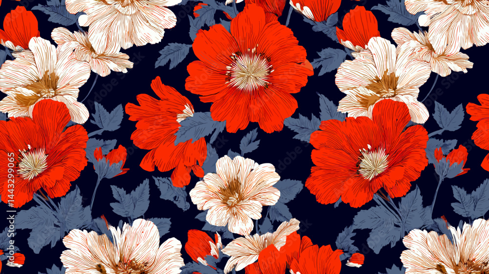 Poster alternating bloom repeat vector design -