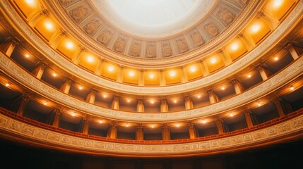 Obraz premium Stunning Interior of Historical Theatre with Bright Dome and Elegant Architecture Featuring Ornate Designs