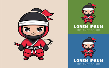 Playful Chibi Ninja Jumping with Fun and Sharp Kunai