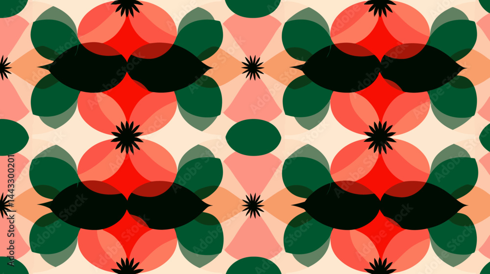 Poster geometric flower repeat vector pattern -