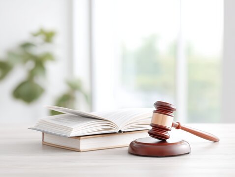 word Rules close up, focus on, copy space bold formal colors Double exposure silhouette with rulebook and gavel