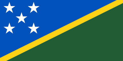 Official national Flag of Solomon Islands. Oceania. Correct proportions and colors. Vector illustration