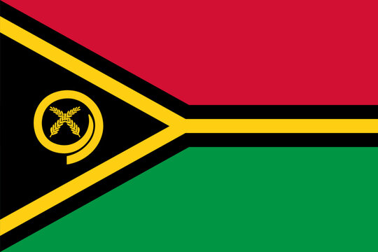 Official national Flag of Vanuatu. State flag of Republic of Vanuatu. Correct proportions and colors. Vector illustration