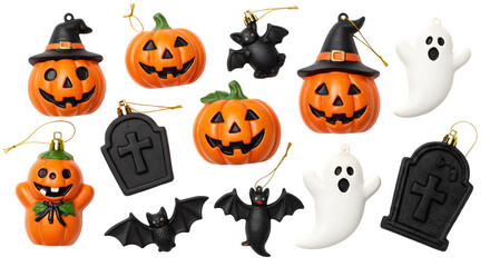 halloween decoration transparent PNG elements, halloween decoration isolated on transparent background, halloween ornaments isolated on transparent background	
