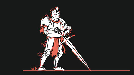 Pixel-art knight, 8-bit style    -  