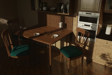 Minimalist kitchen with cookies and cozy morning light