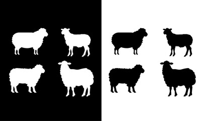  sheep silhouette vector illustration, animal silhouette black, pet, kid, black, animal, icon, symbol, design, art, silhouettes, silhouette, illustration, white, wildlife, wild, goat, mammal, chicken,
