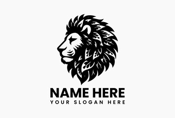 Polygonal lion head composed of geometric leaves, modern eco-warrior logo for sustainable brands 