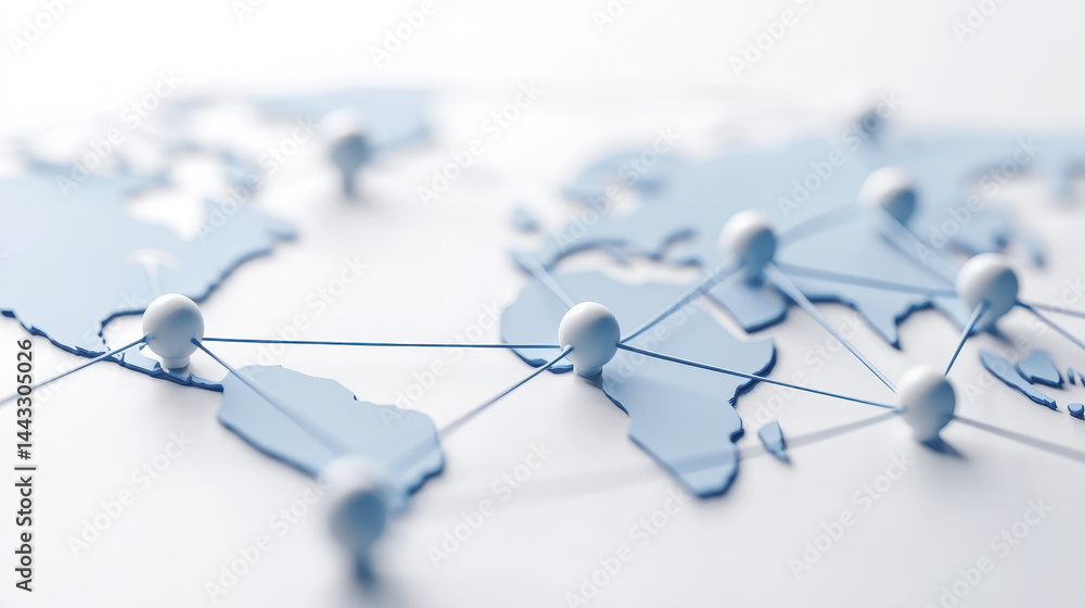 Poster connecting global networks world map communication technology international connections digital glob