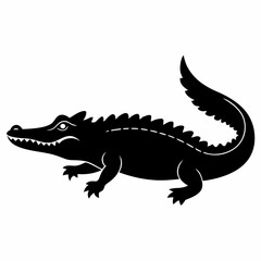 Sleek Black Crocodile Illustration