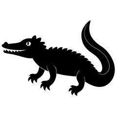 Sleek Black Crocodile Illustration
