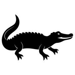 Sleek Black Crocodile Illustration