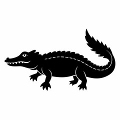 Sleek Black Crocodile Illustration