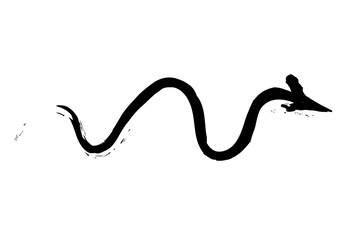 Pen drawn wavy black arrow