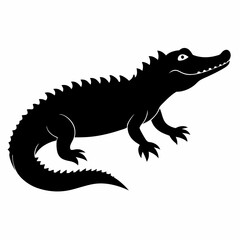 Sleek Black Crocodile Illustration