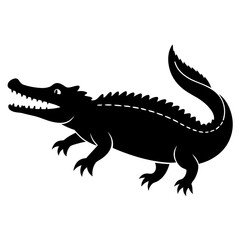 Sleek Black Crocodile Illustration