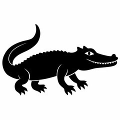 Sleek Black Crocodile Illustration