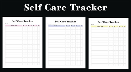 Self Care Tracker, interior, template, kdp, 