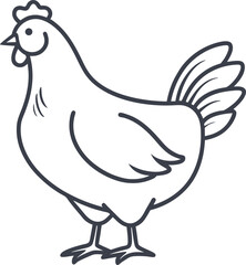 chicken outline vector illustration on white background