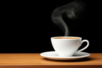 A steaming cup of coffee