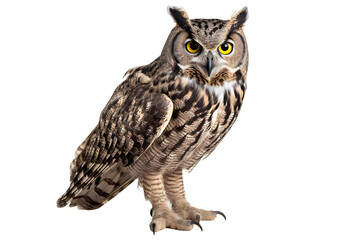Fototapeta premium Eurasian eagle-owl standing isolated on transparent background