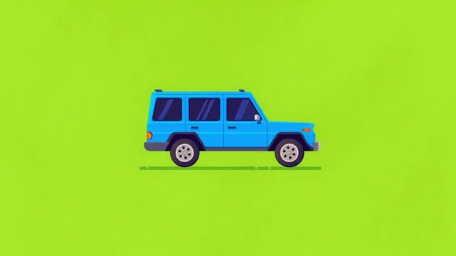 Blue SUV Illustration on Green Background