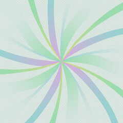 Soft pastel spiral sunburst background with twisted radial rays in mint, blue, and lavender tones. Light dreamy graphic ideal for wellness, beauty, kids design, posters, and creative layouts.