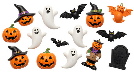 halloween decoration transparent PNG elements, halloween decoration isolated on transparent background, halloween ornaments isolated on transparent background	