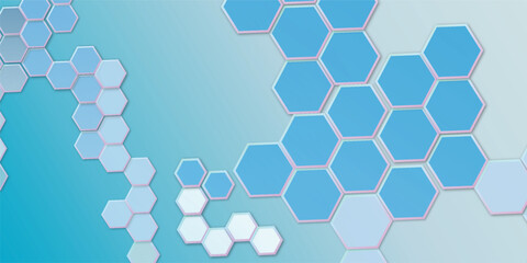 Geometric technology hexagons on water blue color background. geometric pattern with gradient. honeycomb vector illustration background.