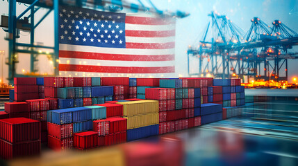 United States tariffs government import taxation,to increase the American economy.Industrial Tariffs growth.Import Trade Tariffs increase.Trade war policy in development