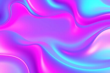 Obraz premium Holographic Fluid: Shimmering Abstract Texture with Gradient Waves in Purple and Aqua, Suitable for Backgrounds or Modern Graphic Designs. 
