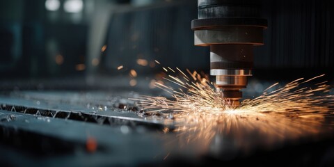 CNC Machine Engraving Metal in Workshop
