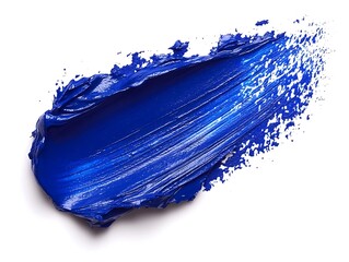 Bold cobalt blue paint stroke, textured, isolated