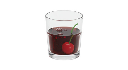 Isolated Glass of Dark Liquid with Cherry for Refreshment
