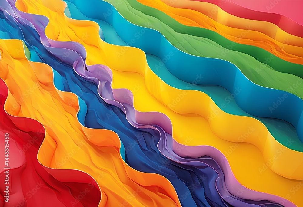 Poster a vibrant and undulating ribbon of rainbow colors creates a visually striking and dynamic abstract c