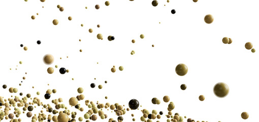 Abstract background image of beige and black spheres falling on a white background. Perfect for presentations or websites.