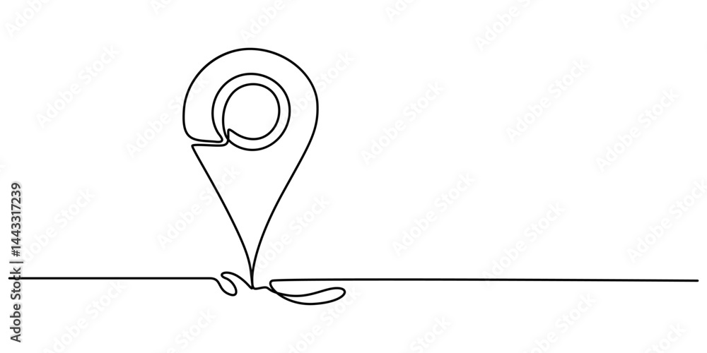 Aufkleber map pin line background. drawing of white background. continuous line drawing of gps icon. editable 