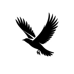 Bird flying with spread wings silhouette vector