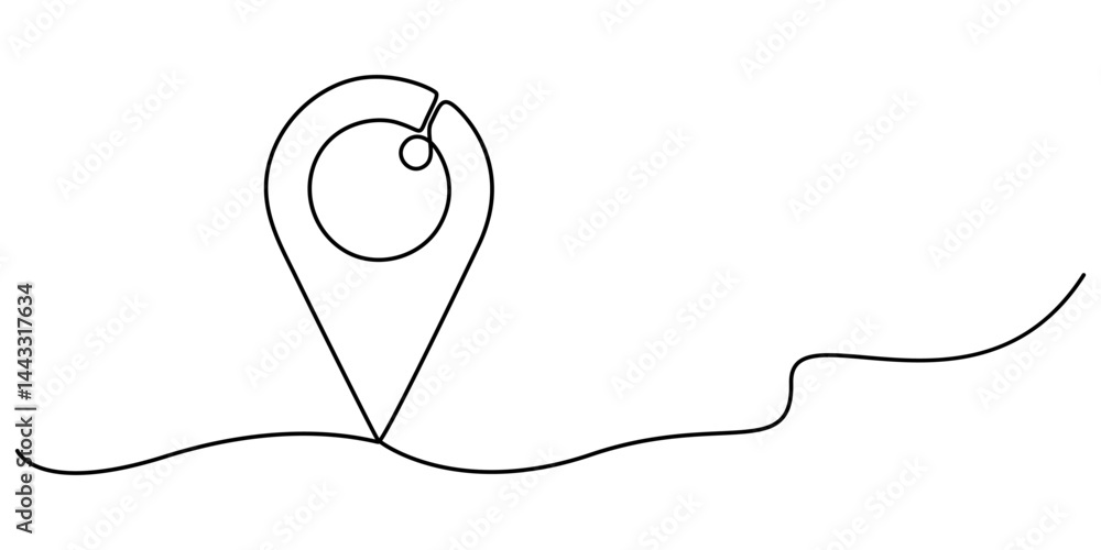 Aufkleber map pin line background. drawing of white background. continuous line drawing of gps icon. editable 