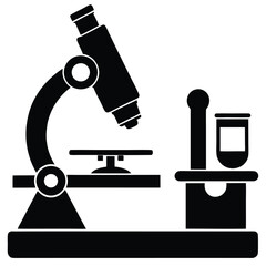 isolated biology laboratory with microscope on white background 