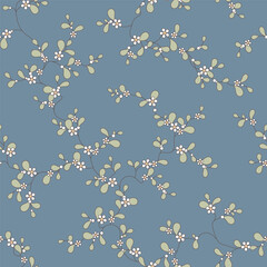 seamless pattern of flowers, branches and leaves