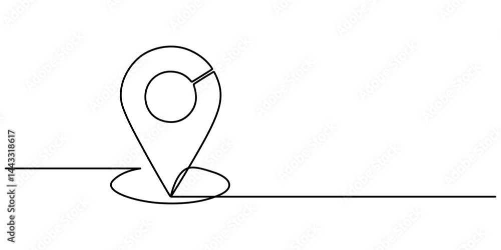 Aufkleber map pin line background. drawing of white background. continuous line drawing of gps icon. editable 