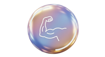 Isolated Muscle Arm Biceps in Iridescent Bubble